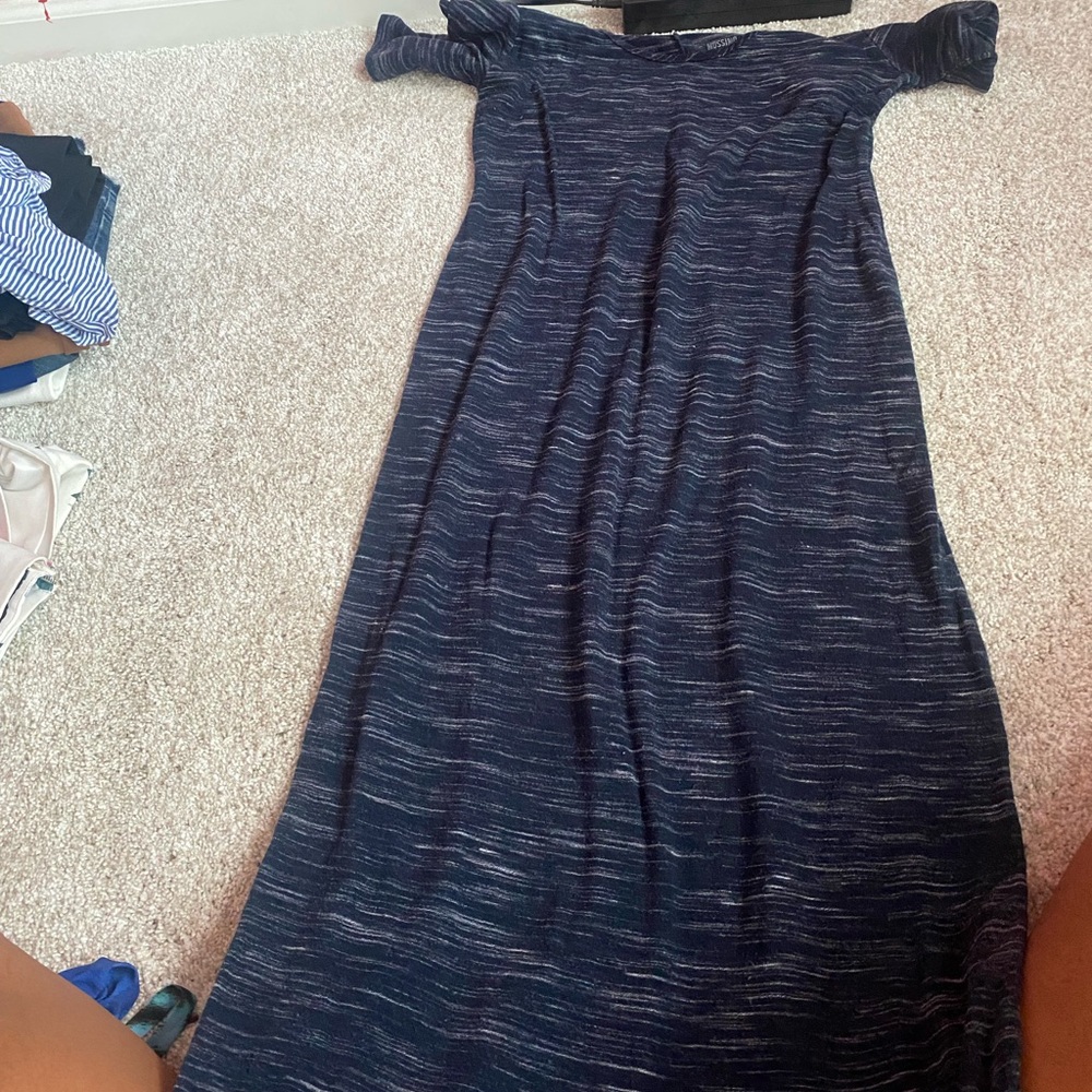 long blue thick material dress size medium